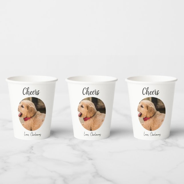 Custom Dog Wedding Favour Dog of Honour Photo chee Paper Cups (Multi)