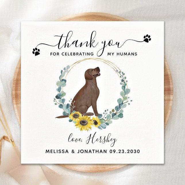 Custom Dog Wedding Thank You Labrador Cocktail  Napkin (Creator Uploaded)