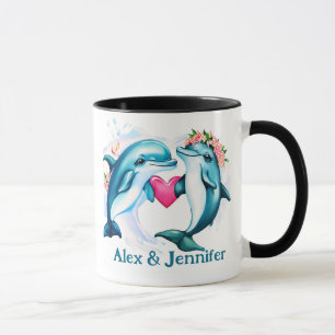 Custom Dolphin Couple Names Personalized Mug