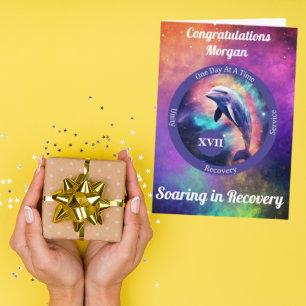 Custom Dolphin Recovery Milestone Card - Sobriety