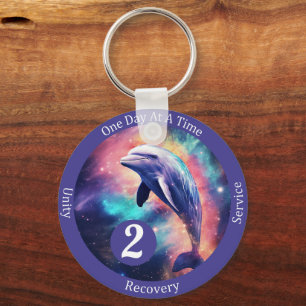 Custom Dolphin Recovery Milestone Gift - Sobriety Keychain