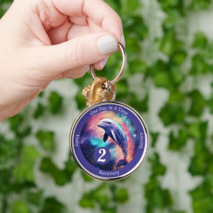 Custom Dolphin Recovery Milestone Gift - Sobriety  Keychain