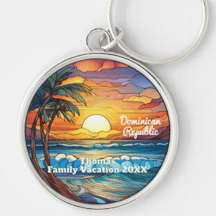 Custom Dominican Republic Faux Stained Glass Keychain