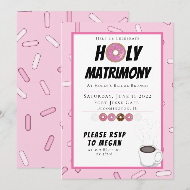 Custom Double Pink Doughnut Brunch Invitation (Front/Back)