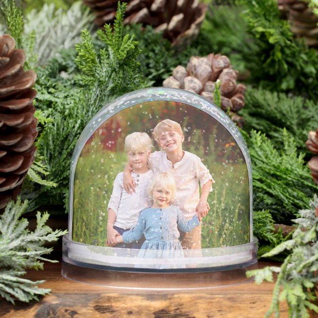 Custom Double Sided 2 Photo of Kids Family Snowglobe (Winter)