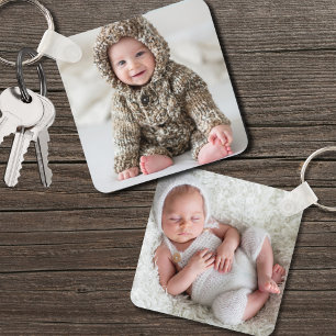 Custom Double Sided Baby Two Photo Keychain