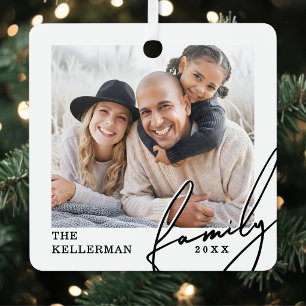 Custom Double Sided Family 2 Photo Metal Ornament