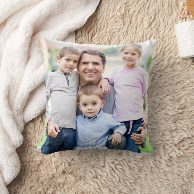 Custom Double Sided Family Photo  Throw Pillow (Blanket)