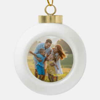 Custom Double Sided Family Two Photo Christmas Cer Ceramic Ball Christmas Ornament