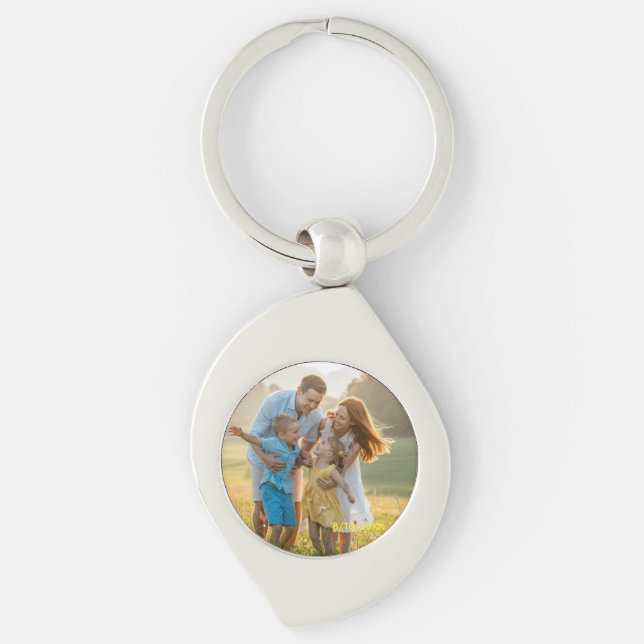 Custom Double Sided Family Two Photo Christmas Cer Keychain (Front)