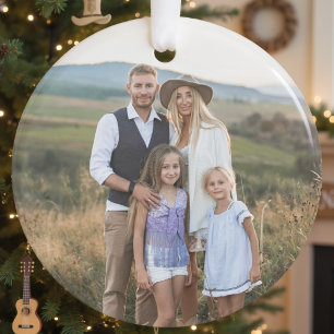 Custom Double Sided Family Two Photo Christmas Ornament