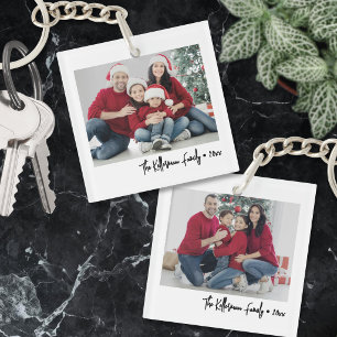 Custom Double Sided Family Two Photo Gift Keychain
