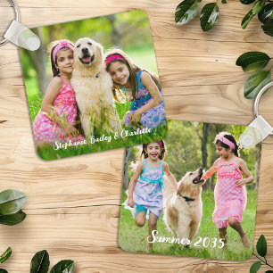 Custom Double Sided Kids Personalized 2 Two Photo Keychain