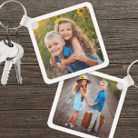 Custom Double Sided Kids Two Photo Keychain<br><div class="desc">Create a custom keepsake with this double-sided kids' photo keychain, now designed with a white border around the edge for a clean and modern finish. It’s perfect for parents or grandparents who want to feature two different photos—one on each side—to show off those special moments from your child’s life. Although...</div>