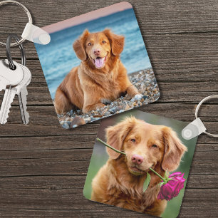 Custom Double Sided Pet Dog Photo Keychain