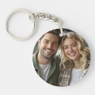 Custom Double-Sided Photo and Text Keychain
