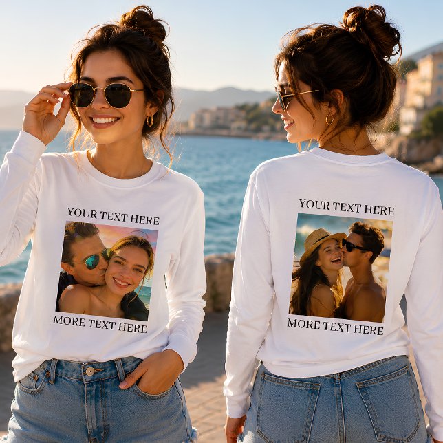 Custom Double Sided Photo and Text T-Shirt (Creator Uploaded)