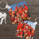 Custom Double Sided Sports Team Two Photo Keychain<br><div class="desc">Create a special keepsake with this custom double-sided photo keychain, perfect for sports teams, cheerleading squads, intramural leagues, and more! With space for two different photos, you can showcase a team photo on one side and an action shot, logo, or mascot on the other. Whether it's for players, coaches, or...</div>