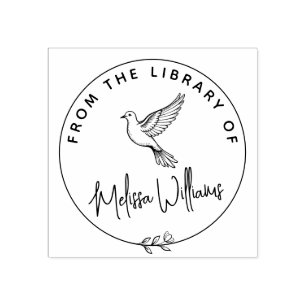Custom Dove Ex Libris From the Library Book Rubber Stamp