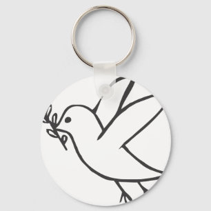 Custom Dove of Peace Sketch Logo Keychain