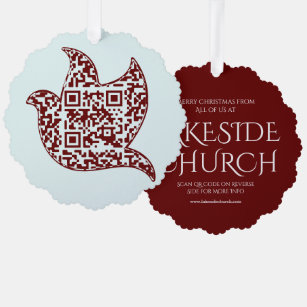 Custom Dove Sign Church   QR Code Ornament Card