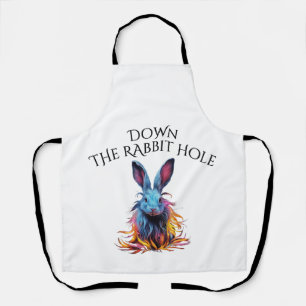 Custom Down the Rabbit Hole Blue Bunny Apron
