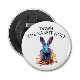 Custom Down the Rabbit Hole Blue Bunny Bottle Opener