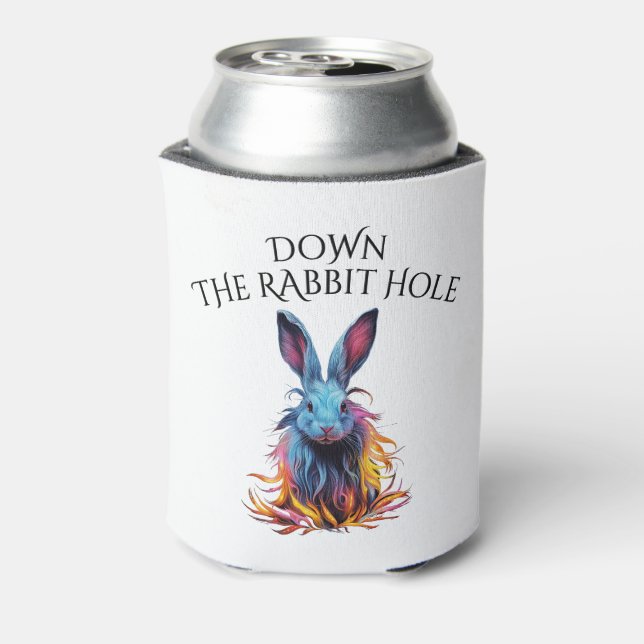 Custom Down the Rabbit Hole Blue Bunny Can Cooler (Can Back)