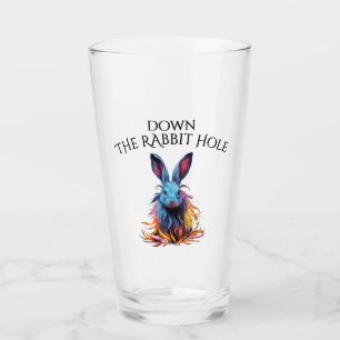 Custom Down the Rabbit Hole Blue Bunny Glass