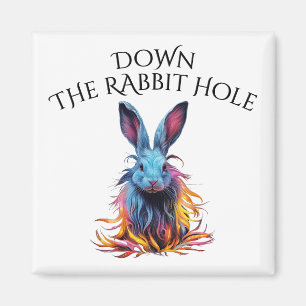 Custom Down the Rabbit Hole Blue Bunny Magnet