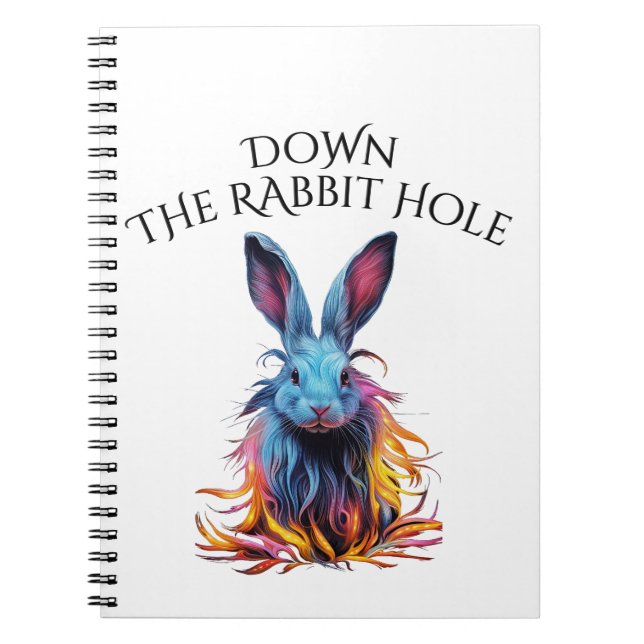 Custom Down the Rabbit Hole Blue Bunny Notebook (Front)