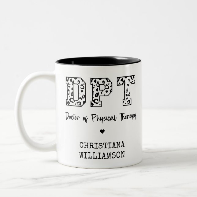 Custom DPT Doctor of Physical Therapy Gifts Two-Tone Coffee Mug (Left)