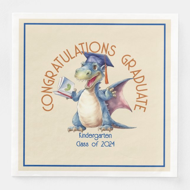 Custom Dragon Kindergarten Graduate Napkin (Front)