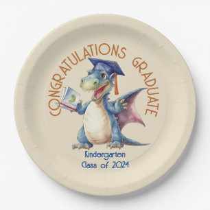 Custom Dragon Kindergarten Graduate Paper Plate