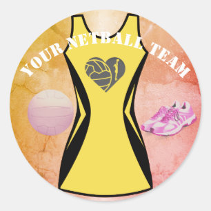 Custom Dress Colour Personalised Netball Team Classic Round Sticker