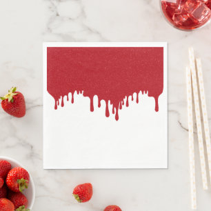 Custom Drip Paper Napkins – Tomato Red Noise