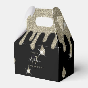 Custom Drip Silver Glitter Effect Sparkle Birthday Favor Box