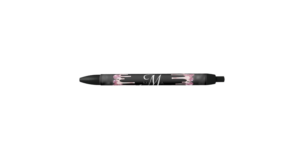 Custom Pink LV Drip Glitter Pen