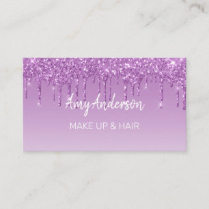 Custom Dripping Purple Glitter Business Card