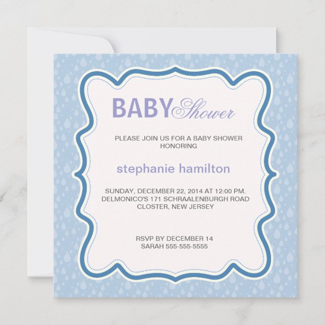 Custom drops baby boy shower invitation (Front)