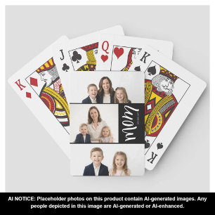 Custom Dual Mom Est. Years Script Black White Playing Cards