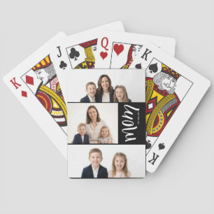 Custom Dual Mom Est. Years Script Black White Playing Cards