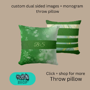 custom dual sided images + monogram throw pillow