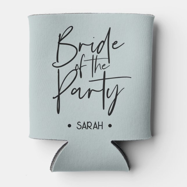 Custom Dusty Blue Bride of the Party Can Cooler (Front)
