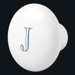 Custom Dusty Blue Initial Ceramic Knob<br><div class="desc">Custom Blue Initial Ceramic Knob.  Personalized Baby Nursery.  Blue Baby Nursery. Dusty Blue nursery decor.  Initial knob.  Baby nursery.  Baby Decor.</div>