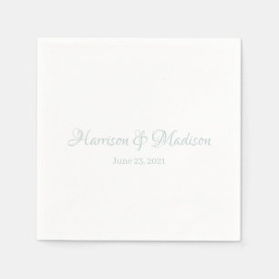 Custom dusty blue Script Couple Name Date Wedding Napkin