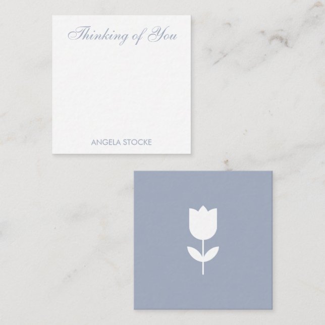Custom Dusty Blue White Flower Card (Front/Back)