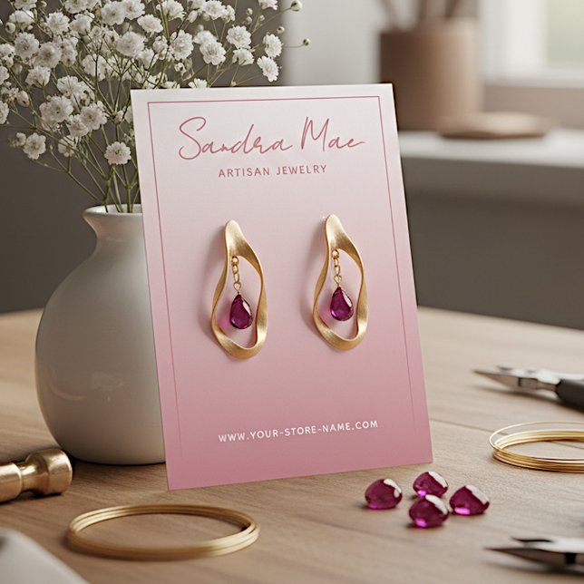 Custom Dusty Rose Blush Pink Jewelry Display Card (Creator Uploaded)