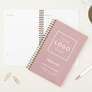 Custom Dusty Rose Business Logo and Employee Name Planner