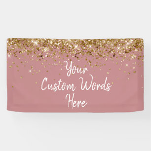 Custom Dusty Rose Gold Birthday Party Photo Booth Banner